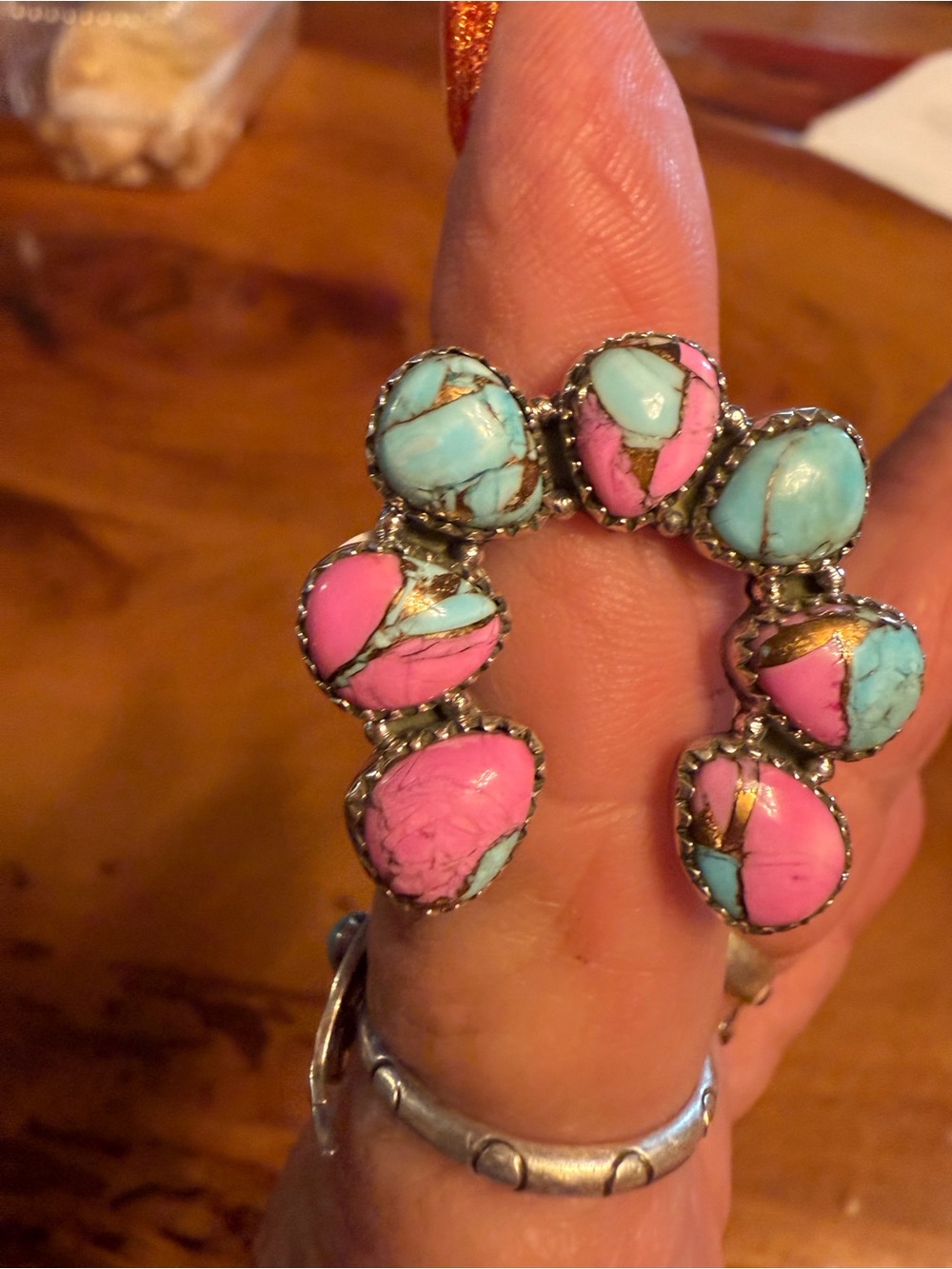 Cotton candy Sterling adjustable ring